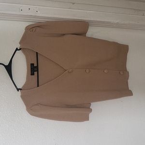 Brown Puffy Sleeved Cardigan by Rachel Zoe